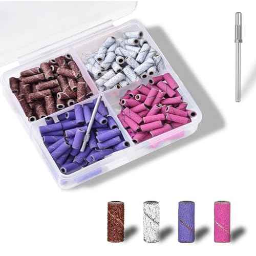 200Pcs Mini Nail Drill Bits Small Sanding Bands for Nail Drill with 3 mm Mandrel Bit, 80 120 180 240 Fine Grit Nail File for Acrylic Nails Gel Manicures and Pedicure (200pcs)