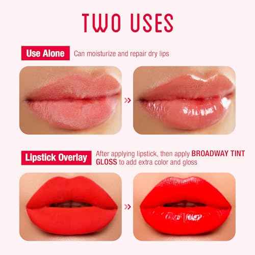 Ruby Kisses Broadway Vita-Lip Tinted & Clear Lip Gloss Set (6 Pack) Ultra-Hydrating & Soothing Formula with Vitamins, High-Shine Non-Sticky Finish Lip Balm, 3 Pcs Watermelon + 3 Pcs Grape Seed
