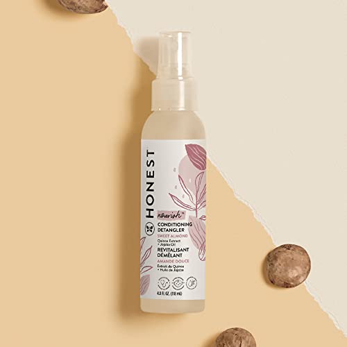 The Honest Company Conditioning Hair Detangler , Leave-in Conditioner + Fortifying Spray , Tear-free, Cruelty-Free, Hypoallergenic , Almond Nourishing, 4 fl oz