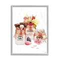 Stupell Industries Fashion Cosmetic Jars and Floral Bouquet Ziwei Li Grey Framed Wall Art, 16 x 20