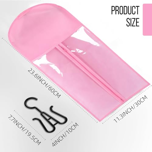 12PCS Pink Wig Storage Bags with Hangers for Wigs & Extensions - Dustproof & Waterproof