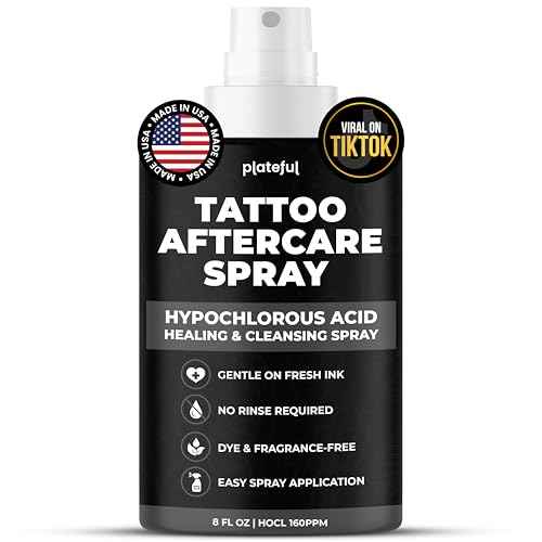 Tattoo Aftercare Spray (8 oz) - Hypochlorous Acid (HOCl) Tattoo Care, Lightweight Alternative to Cream & Ointment - Made in The USA