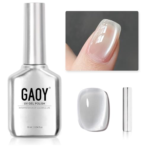 GAOY Glassy Cat Eye Gel Nail Polish - 16ml Reflective UV Polish with Magnet