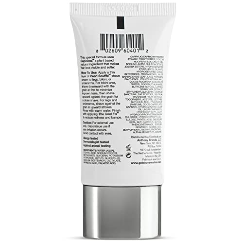 Shaveworks Pearl Souffl? Shaving Cream for Women ? Soothing, Hydrating Shave Lotion for Legs, Underarms, Bikini Area ? Reduces Irritation, Slows Future Hair Growth 1 Oz.