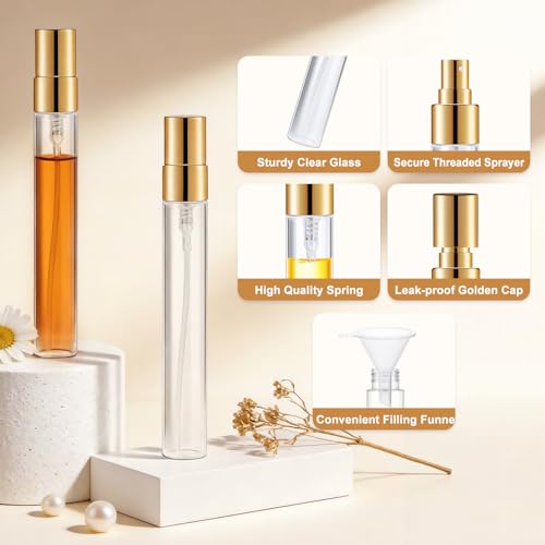 Mini Glass Spray Bottle 50pcs 10ml Clear Spray Bottle Empty, Fine Mist Refillable Mini Perfume Spray Bottle, Perfume Atomizer, Travel Spray Bottle For Hair, Small Empty Sample Containers Portable