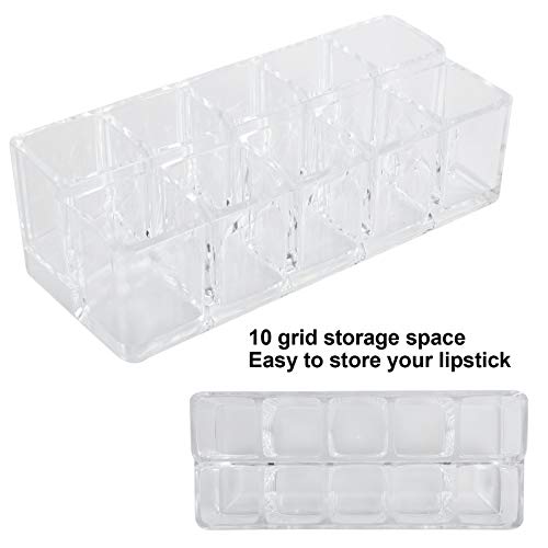 Lipstick Holder, 10 Slots Acrylic Lipstick Organizer, Lipstick Holder Case Display RackStand Cosmetic Makeup Organizer, Lipgloss Organizer, Makeup Holder Storage Display
