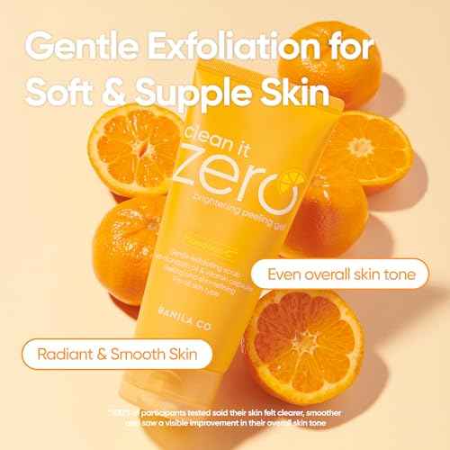 BANILA CO Clean it Zero Brightening Peeling Gel | Gentle Exfoliating Scrub with Mandarin Orange Extract, Korean Skincare for Smooth & Radiant Skin (120ml / 4.05 fl.oz)