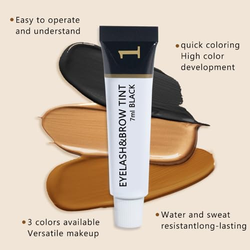 2 in 1 Eyelash & Eyebrow Tinting Kit, Professional Lash & Brow Color Kit, Lasting for 6 Weeks DIY Hair Coloring for Women Home Use Salon 7ml Black