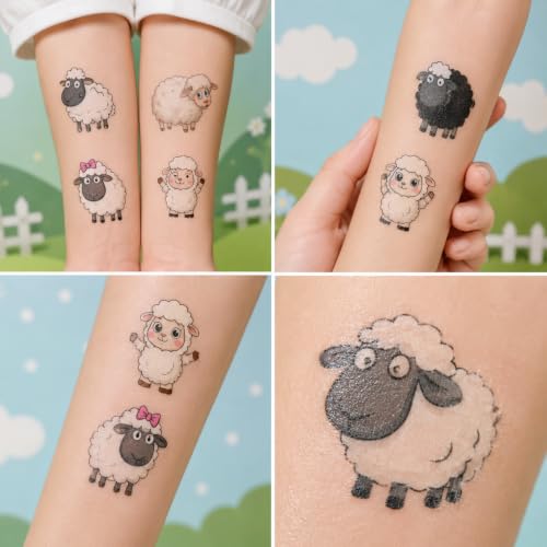 120 PCS Sheep Temporary Tattoos Farm Party Favors Stickers