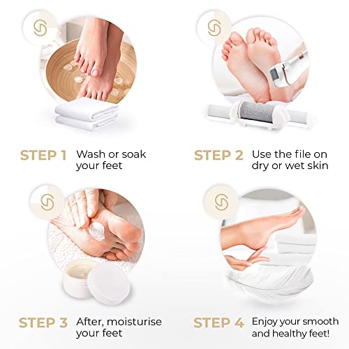 Essy Rechargeable Electric Foot File with 5 Rollers – Waterproof & Safe