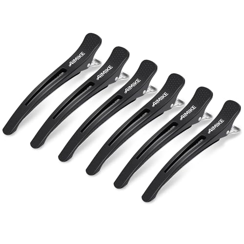 AIMIKE Professional Duck Bill Hair Clips - 6pc Silicone Non-Slip Styling Set