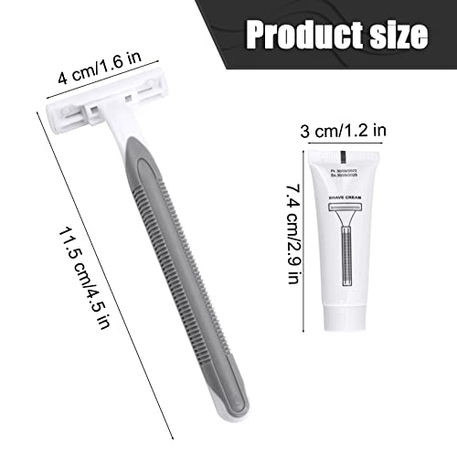 Disposable Razors in Bulk Pack of 120,Gray Bulk Razors Disposable Individually Wrapped Twin Blade Disposable Shaving Razors with Shaving Cream and Clear Cap Set for Homeless,Hotel,Charity,Travel