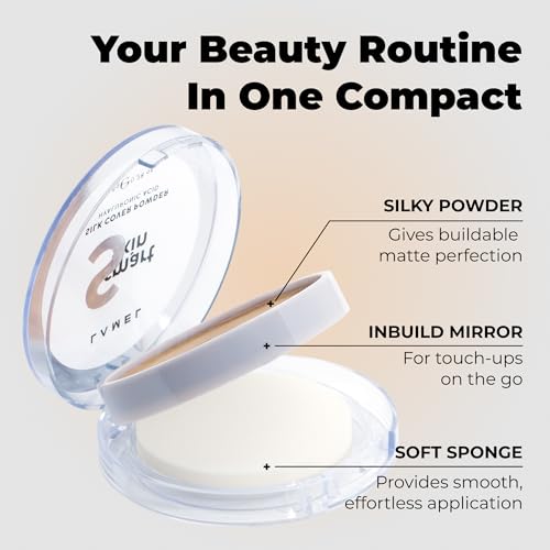 Lamel Smart Skin Silk Compact Powder - Long Lasting Pressed Finishing Powder - Oil Control Makeup, Suitable for Dry Skin, Lightweight Formula, 0.28 oz (403 Ivory)