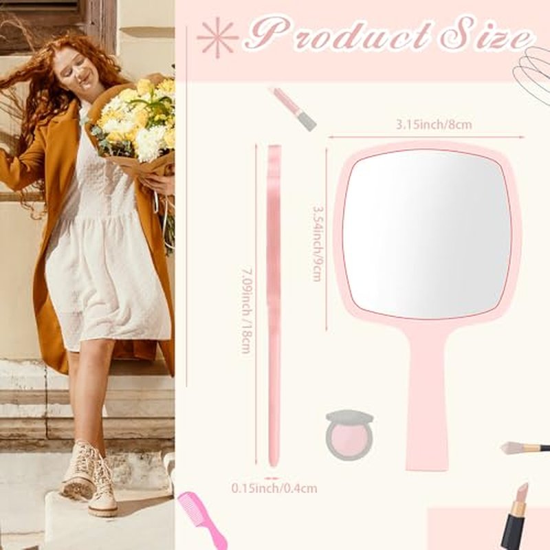 50 Pcs Hand Mirrors Bulk Small Handheld Mirrors with Handle 6.3 x 3.54 Inch Travel Makeup Tools Portable Vanity Glass for Bathroom Home Barber Salon Camping Gifts for Women (Multicolor)
