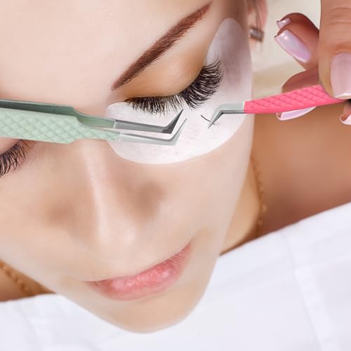 Lash Tweezers Set 3-Piece Eyelash Extensions Precision Stainless Steel