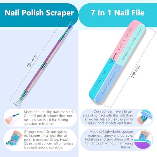 ATOANY Gel Nail Polish Remover 2 pack with Nail File & Nail Polish Scraper, Professional Gel Polish Remover for Nails, Easily & Quickly Remove Nail Polish in 3-5 Minutes, Doesn't Hurt Nails