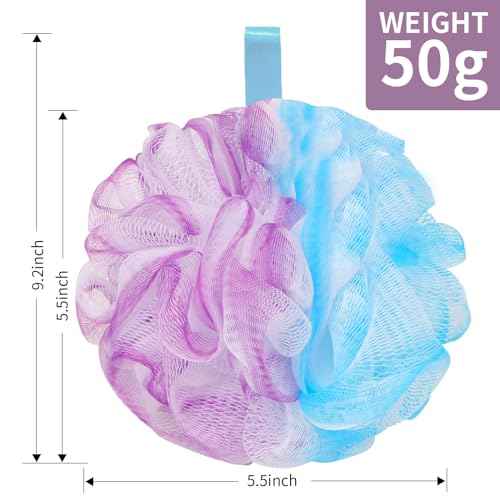 Bath Loofah Sponge Back Scrubber Shower Sponge Soft Mesh Exfoliator Pouf Shower Ball Bath Sponges for Women and Men Bath Accessories (4Pcs 50g Mix Black)