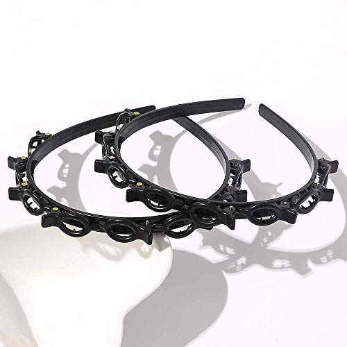 Women's Headbands with Clips - Braided Double Layer Hair Clips (2 Pack)