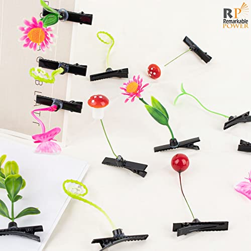 RP Remarkable Power, 28 Pack Plant Bean Sprout Hair Clips Mushroom Flower Hairpin Barrette for Women Girls