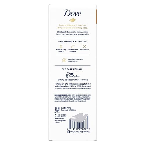 Dove Beauty Bar Skin Cleanser for Gentle Soft Skin Care Shea Butter & Beauty Bar More Moisturizing Than Bar Soap for Softer Skin, Fragrance Free
