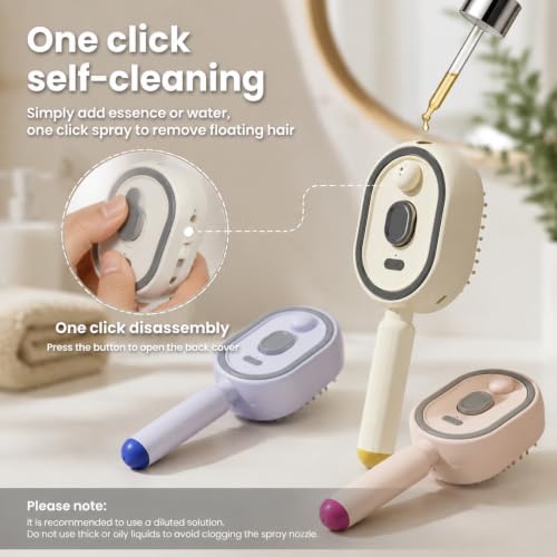 Electric Spray Detangling Hair Brush with Massage & Mist