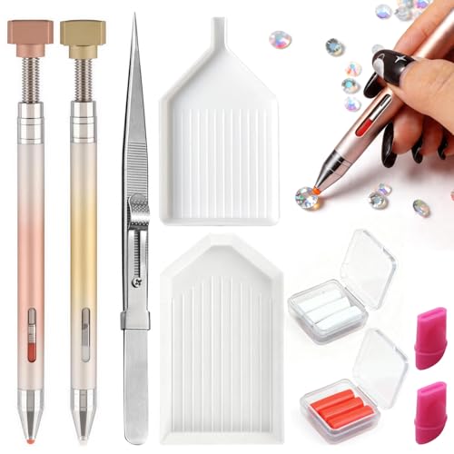 Refillable Rhinestone Picker Tool Kit - 2 Diamond Painting Pens & Accessories