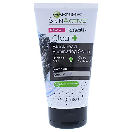 Garnier SkinActive Charcoal Blackhead Eliminating Scrub, 5 Fl Oz (150mL), 1 Count (Packaging Mary Vary)