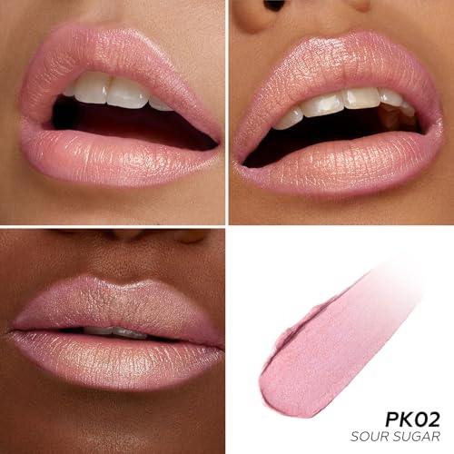 FOCALLURE Moisturizing Shiny Lipstick,Pearl Shimmery Finish,Hydrating Tinted Lip Balm with Creamy Texture,Long Lasting High Pigmented Lip Stain,Sour Sugar