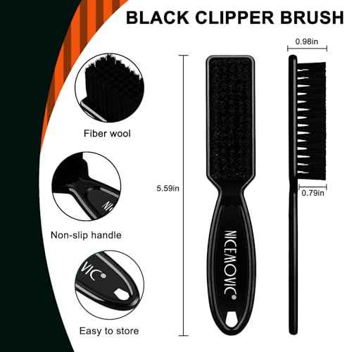 NICEMOVIC Barber Clipper Accessories - 30 Pcs Mini Nylon Brush Set for Blade Trimmer Cleaning, Hair Styling, and Manicure (Black)