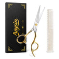 ANYSIN 5.5 Inch Professional Hair Cutting Shears - Japanese Stainless Steel Razor Edge Barber Scissors with Offset Handle & Gift Box