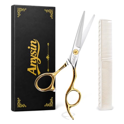 ANYSIN 5.5 Inch Professional Hair Cutting Shears - Japanese Stainless Steel Razor Edge Barber Scissors with Offset Handle & Gift Box
