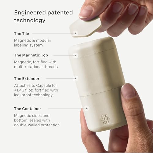 Cadence Extender - Add On to Any Flex Magnetic Containers with Lids,Extension to Travel Bottles for Toiletries - Carry On Travel Essentials For Women/Men - Adds Additional 1.43 fl oz - 3pk, Sand