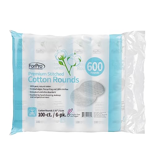 ForPro Premium Cotton Rounds, 600-Count Makeup Remover Pads