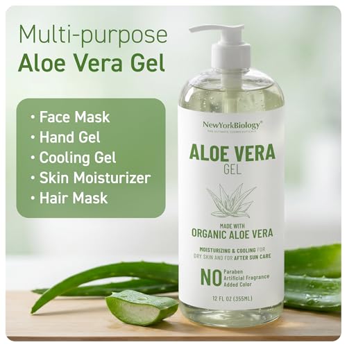 Organic Aloe Vera Gel 12 oz – Face, Hair & After-Sun Moisturizer