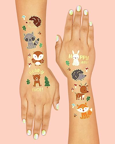 Woodland Animal Temporary Tattoos - 42 Glitter Styles