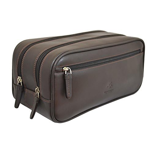 Visconti Heritage 100 Leather Supply Toiletry Bag Case/Large Dopp Kit/Travel Kit Wash Bag (Brown)