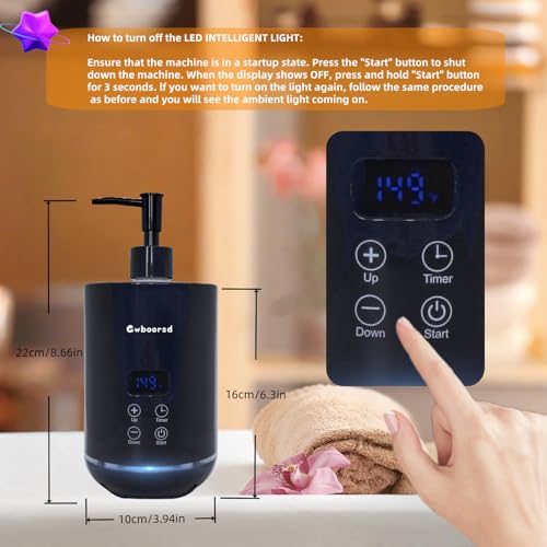 oil warmer for massage, Massage Oil Warmer, lotion Warmer for Spa, Salon and Barber Shops,with 2 Oil Bottle Dispenser,with 1 Grey funnel,Atmosphere lights,Temperature control,Time delay start,White
