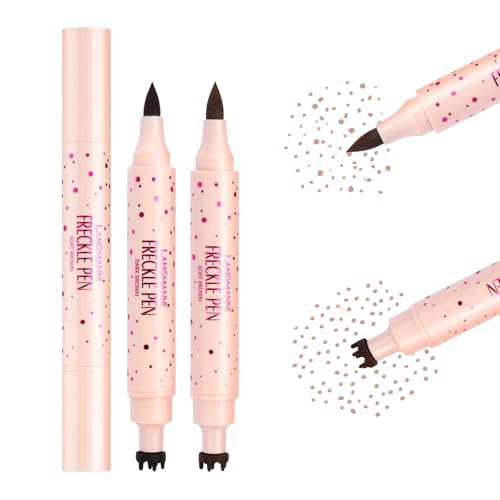 Jolilab Freckle Pen 3-in-1: Dual-Ended Stamp & Precision Tip (Eyeliner/Brow Pencil), 2 Shades Soft Brown/Dark Brown, Waterproof Long-Lasting Smudge-Proof Compact On-the-Go Makeup(SOFT&DARK)