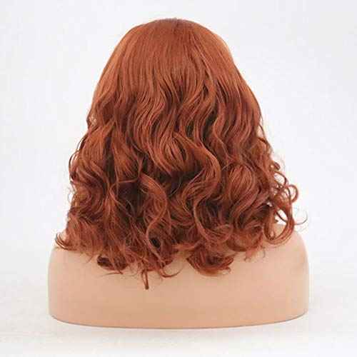 Auburn Wigs Short Wavy Lace Front Wigs Copper Red Synthetic Wig For Women Shoulder Length (Red Brown)
