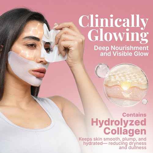 Bio Collagen Face Mask Overnight, 6 Pack ? Hydrogel Korean Face Masks, Hydrating Collagen Mask for All Skin Types, Anti-Aging Face Masks Skincare, Deep Moisturizing, Improves Elasticity & Radiance