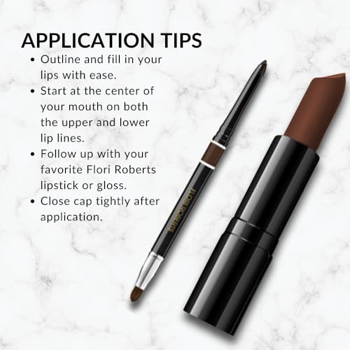 Flori Roberts Luxury Lip Pencil, Retractable Lip Liner and Filler, Vibrant Lip Makeup for Women of Color or Deeper Skin Tones
