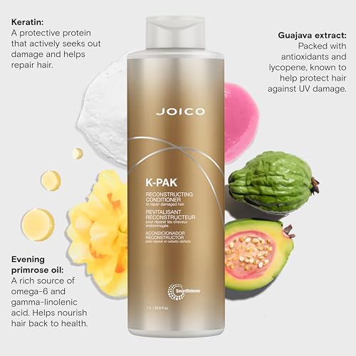 Joico K-PAK Daily Reconstructing Conditioner | For Damaged Hair | Restore Shine | Smooth & Detangle | Eliminate Static | With Keratin & Guajava Fruit Extract
