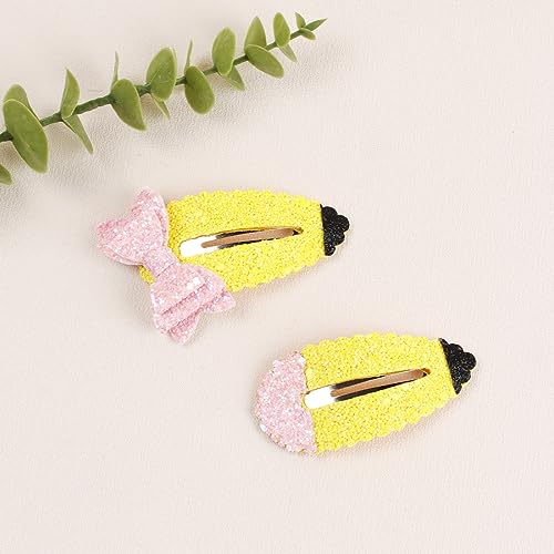 Bow Hair Clips Back to School Hair Bows for Girls Cute Yellow Pencil Clips Hair Bow Barrette Ribbon Snap Hairpin Handmade Graduation Season Decor Hair Accessories for Students Hair Accessories 2Pcs