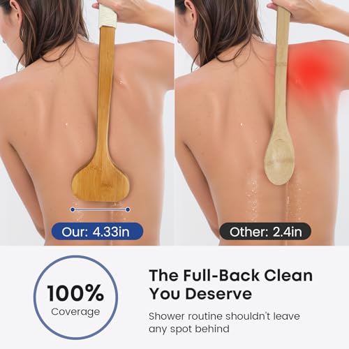 Eaxun 17.3" Bamboo Back Scrubber with Boar Bristles