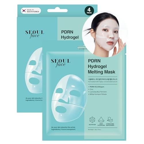 DERMAL Seoul Face PDRN Hydrogel Melting Mask (4 Pack) - 5% Salmon DNA Overnight Regeneration Facial Mask - Skin Barrier Repair & Calming Ritual with Cica & Probiotics - K-Beauty