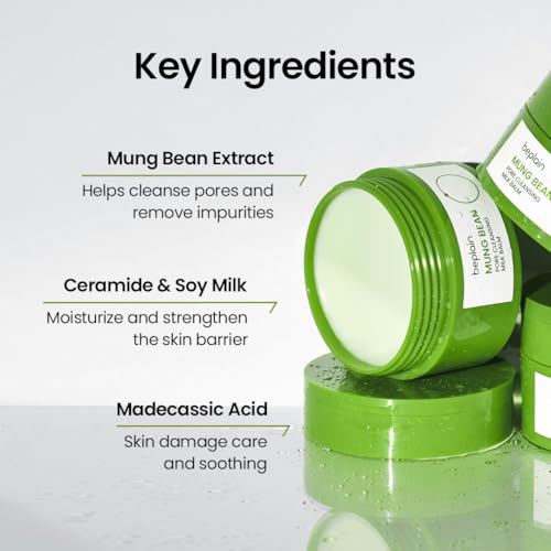 Beplain Mung Bean Cleansing Balm & Milk Makeup Remover, Sensitive Skin, 3.38 fl oz