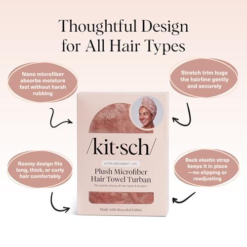 Kitsch XL Microfiber Hair Towel Wrap for Women - Fast Drying Turban