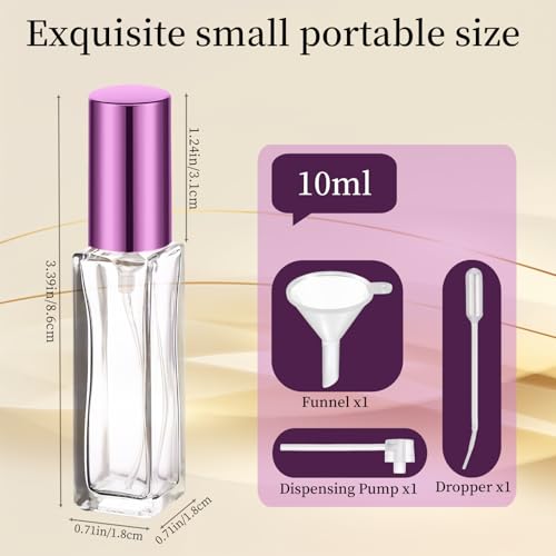6 Pcs 10ML Perfume Travel Refillable, Portable Perfume Atomizer, Cologne Travel Bottle, Travel Size Perfume Bottle Empty