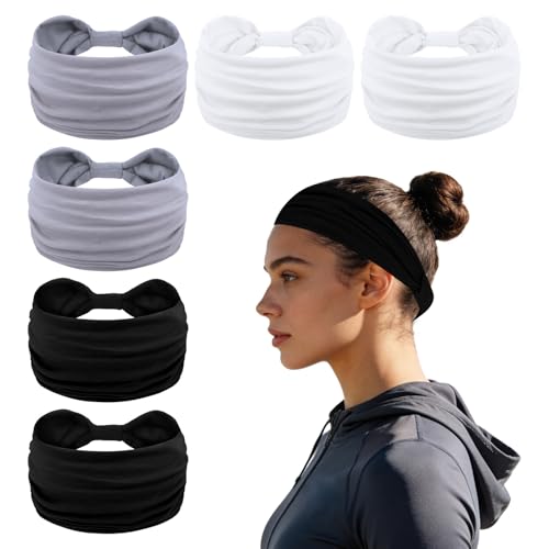 Multi-Color Non-Slip Headbands 6-Pack - Soft Elastic Hair Wraps