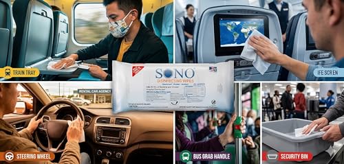 SONO Disinfecting Wipes - 60 Count Travel Pack, Alcohol-Free